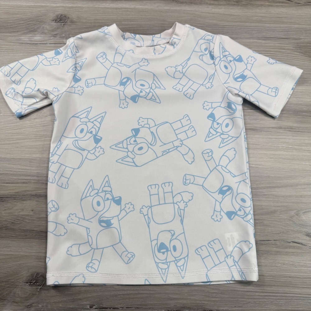 Kids Bluey Character Rash Guard Swim Shirt Size 5T Short‎ Sleeve